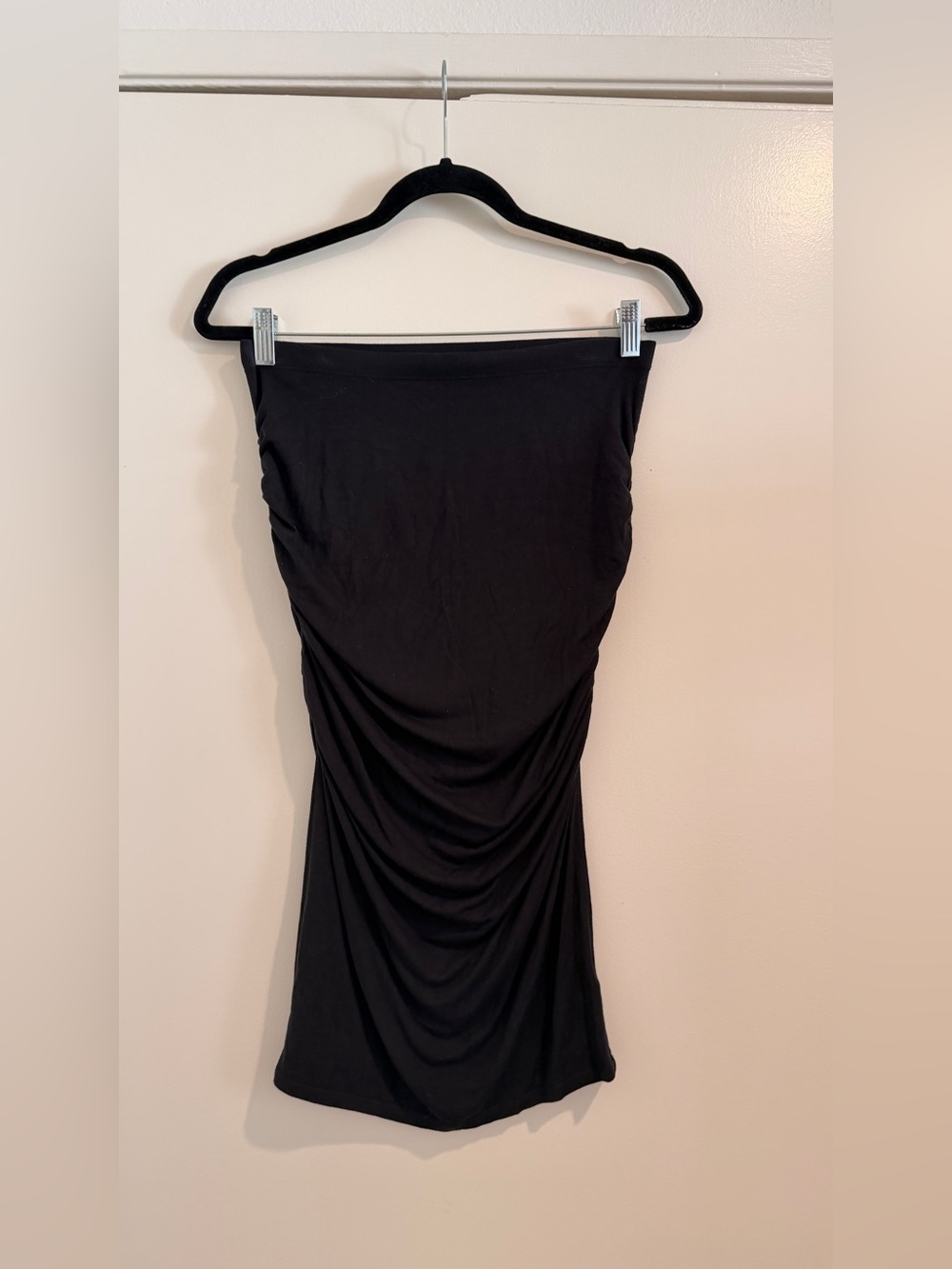 Three Dots Black Ruched Pencil Skirt Midi Skirt Stretchy Body Con S